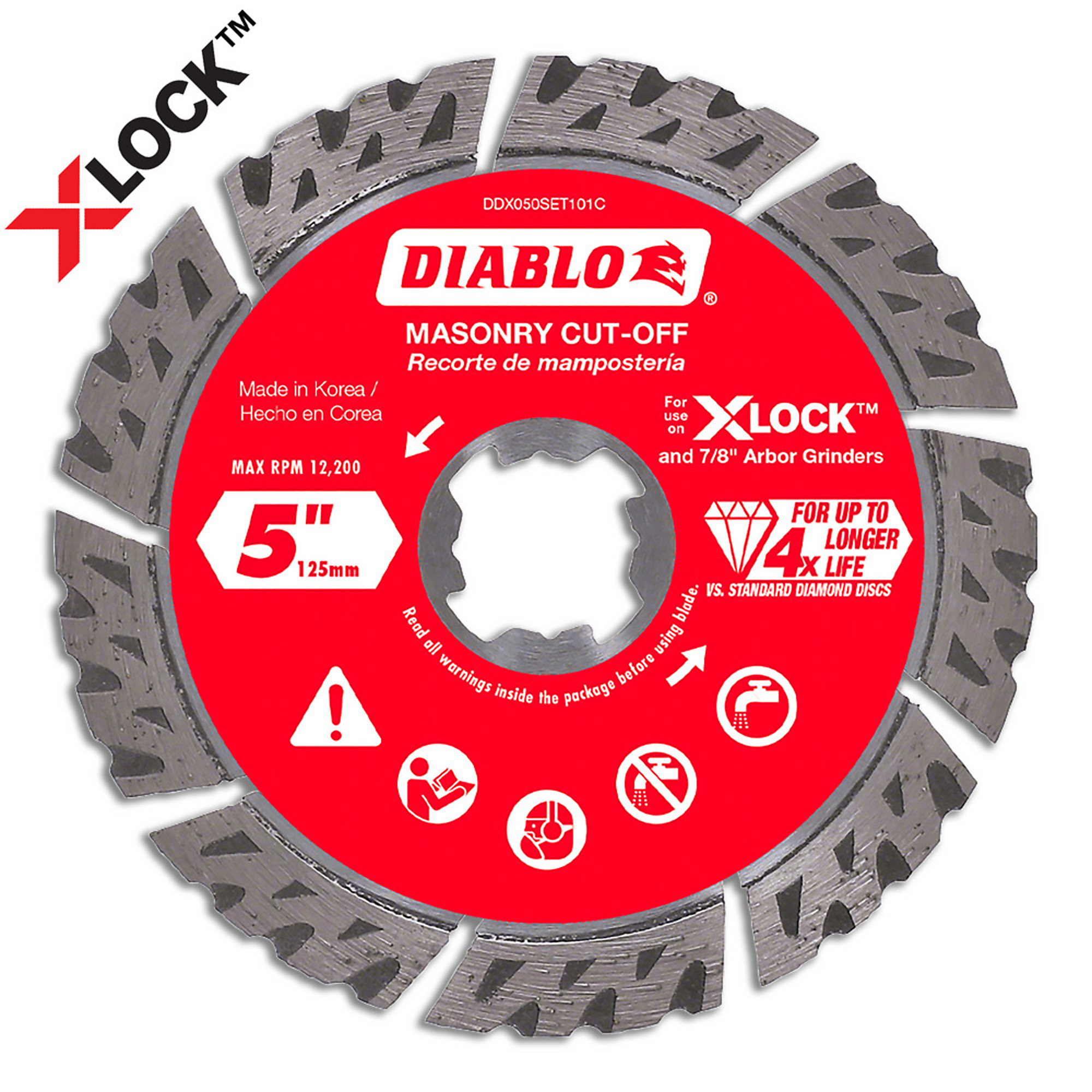 Diablo Tools, 5in. X-LOCK Diamond Segmented Masonry Cut-Off Disc, Blade Diameter 5 in, Model# DDX050SET101C